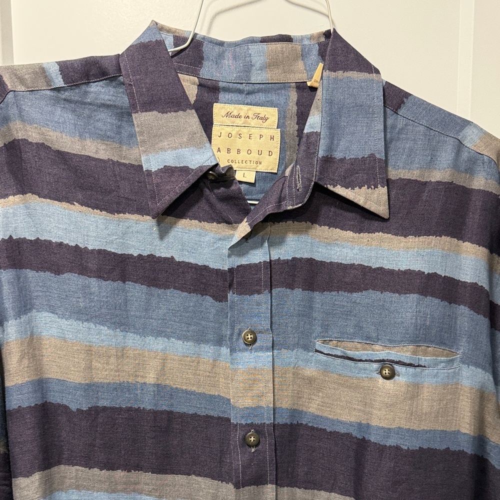 Joseph Abboud Men's Casual Striped Shirt - Blue, Gray, and Tan